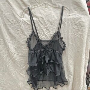 Chic Black Ruffled Camisole Top